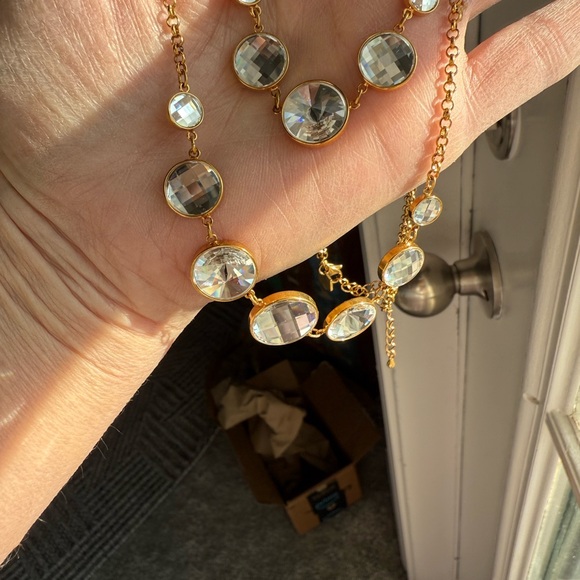 Touchstone Crystal Gold Necklace with Silver Accents - Picture 2 of 4